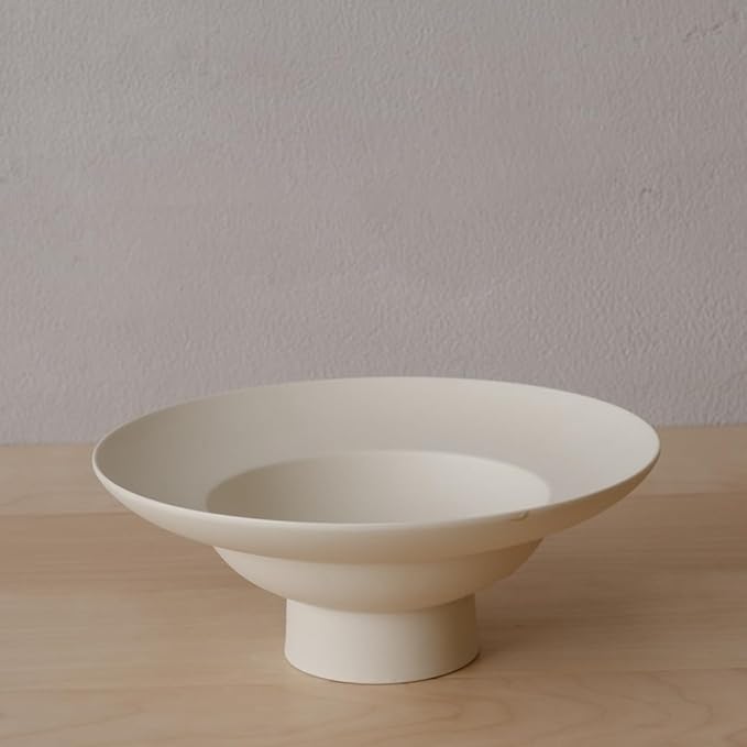 WENSHUO Deep Soup Plate, Angled Rim Pasta Bowl, High-foot Salad Bowl with Wide Rimmed, 15 oz (Crème)