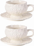 KAMMAK Tea Cups and Saucers Set of 2, 8.5 oz Porcelain Coffee Cups, 560N | by KAMMAK