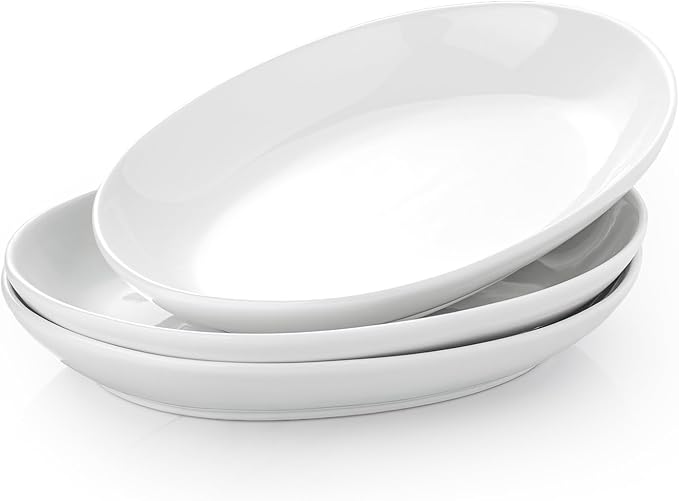 12" Oval Ceramic Serving Platter, Deep Oval Plates, Large Serving Bowls for Appetizer, Pasta, Salad, Vegetables, Set of 3 ﻿