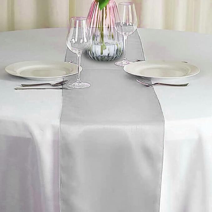 Silver Table Runners, 12x108 Inches, 6 Pack | Satin, Silk and Smooth Fabric - Image 2