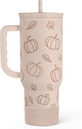 SANDJEST Pumpkin Tumbler with Handle and Straw 40oz – Stainless Sleel Slider by SANDJEST