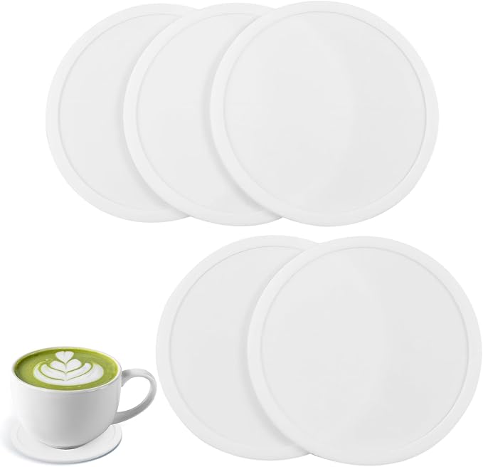 5-Pack White Silicone Coasters, Non-Slip Drink Coasters by Unknown