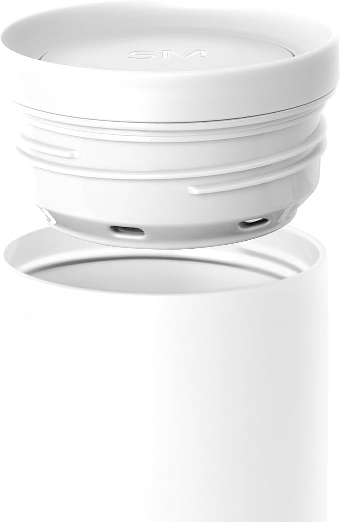 Simple Modern Insulated Travel Coffee Mug 360° Lid | 16oz | White | Voyager - Image 3