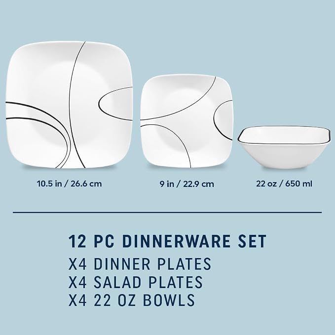 Corelle 18-Piece Service for 6 Dinnerware Set Triple Layer Glass and Chip - Image 6