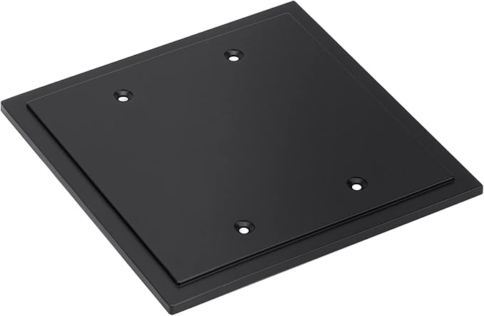 Henne Bery Modern Edge Decorative Wall Plate Switch Plate Outlet Cover, Durable Solid Zinc Alloy (Double Blank, Matte Black)