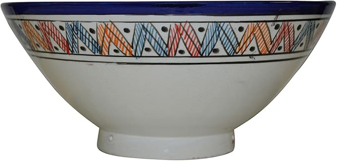 Treasures Of Morocco Ceramic Bowls Moroccan Handmade Serving Bowl Large 12 Inches Across Multicolored Verde Blue dots