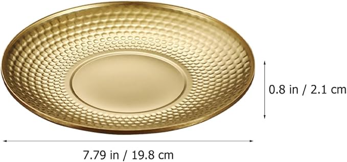 Sosoport Vintage Stainless Steel Fruit Serving Tray round Textured Dinner Plate Outdoor Camping Snack Platter Sturdy Gold Fruit Plates for Picnic and Party Use