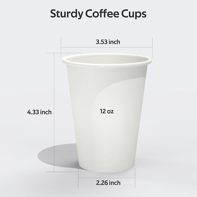 Dealusy 100 Count 12 oz Coffee Cups, Leak-Free Food Safe Paper Cups 12 oz - Image 2