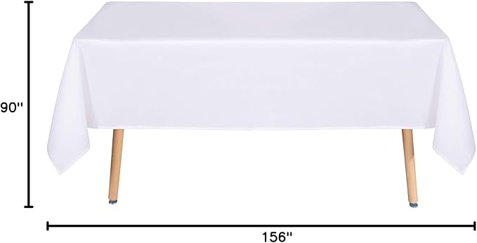 sancua Rectangle Tablecloth - 90 x 156 Inch - Water Resistant Spill Proof Washable Polyester Table Cloth, Decorative Fabric Table Cover for Dining Tables, Buffet Parties and Camping, White