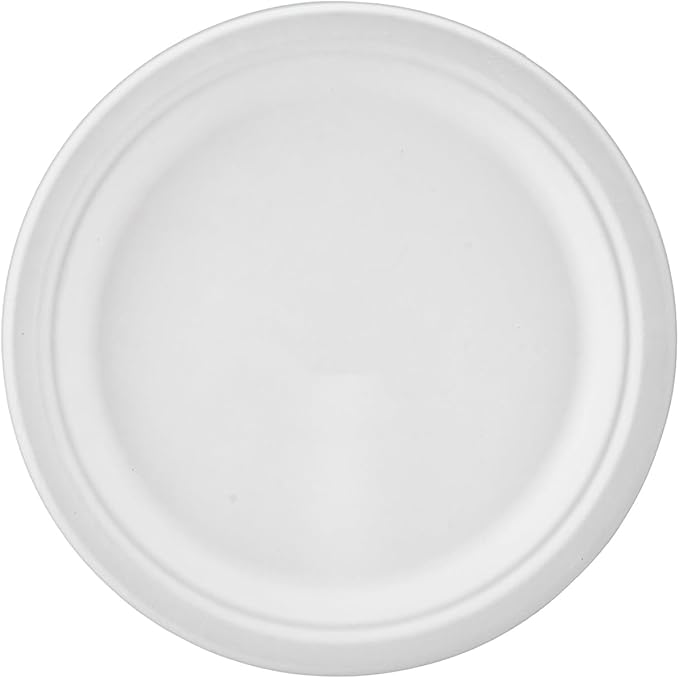 [150-Pack 9 Inch Paper Plates, Heavy Duty Disposable Party Plates - Eco-Friendly, Biodegradable Sugarcane Bagasse, White Unbleached 9" Dinner Paper Plate