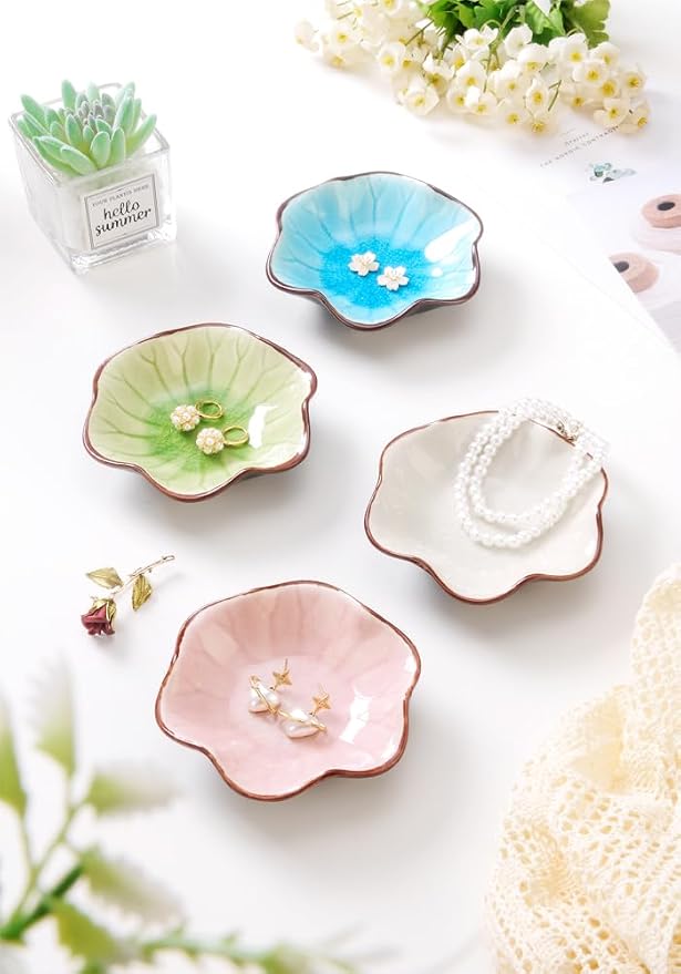 JAMEND CLXP Ice Cracking Leaf Jewelry Dish, Decorative Ring Holder Small - Image 4