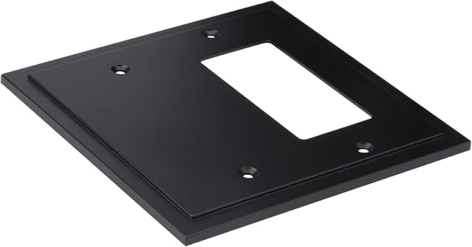 Henne Bery Modern Edge Decorative Wall Plate Switch Plate Outlet Cover, Durable Solid Zinc Alloy (Blank/Decorator, Matte Black)