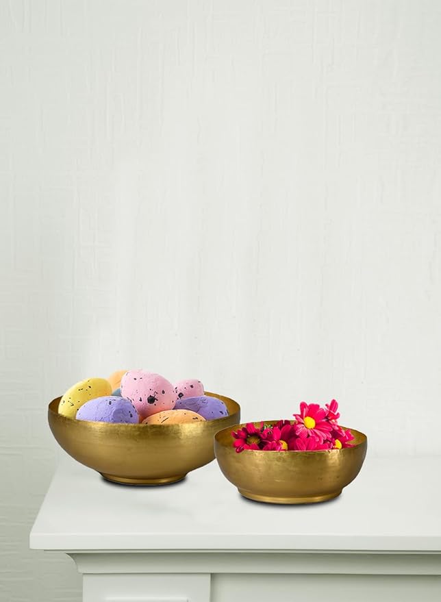 Serene Spaces Living Set of 6 Lightweight Antique Brass Decorative Bowl, Metal Bowl for Potpourri, Catchall for Entryway, Dining Table, Home Décor, 2.75" Tall & 7.5" Diameter