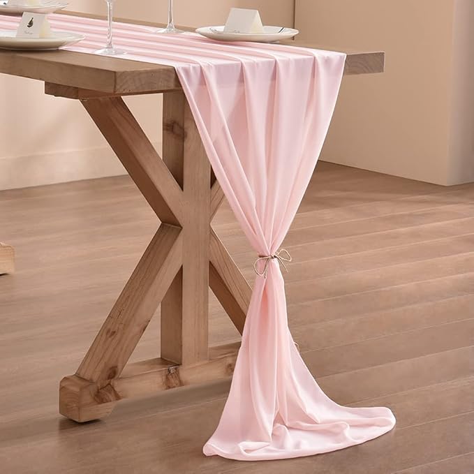 Pink Chiffon Table Runner Summer Boho Wedding Birthday Party Decor | 14ft - Image 6