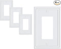 4-Pack Decorator Outlet Cover Plate, Pure White Decorative Switch Plates and Outlet Covers, Durable Zinc Alloy Wall Plates for Electrical Outlets, Receptacle, GFCI Outlet, Dimmer Switch