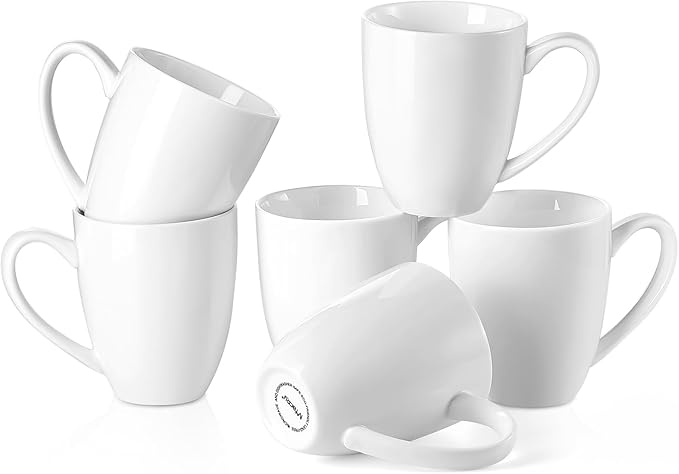 Mfacoy Porcelain Coffee Mugs Set of 6, 13 Ounce Coffee Cups by Mfacoyisalifestylebrand