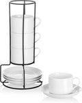 Cappuccino Cups Set of 4, 8oz Stackable Coffee Cups Set by MEICHU