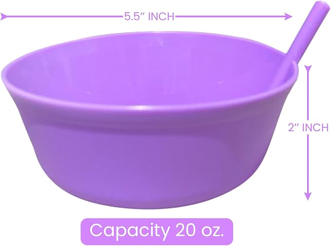 Cereal Bowls with Straws for Kids Childrens Bowls with Straw Built in for Kids - Image 6