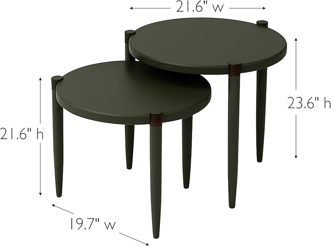Leick Home Redonda Bay Side Tables 2 Pack, Urbane Bronze, Small Table 21.6 in H x 19.7 in W, Large Table 23.6 in H x 21.6 in W, 228361-BRZ