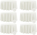 Fokitut 6 Pack Waterproof Round Tablecloth, 120 Inch, Stain Resistant and Wrinkle Polyester Table Cloth, Fabric Table Cover for Kitchen Dining, Wedding, Party, Holiday Dinner-Ivory