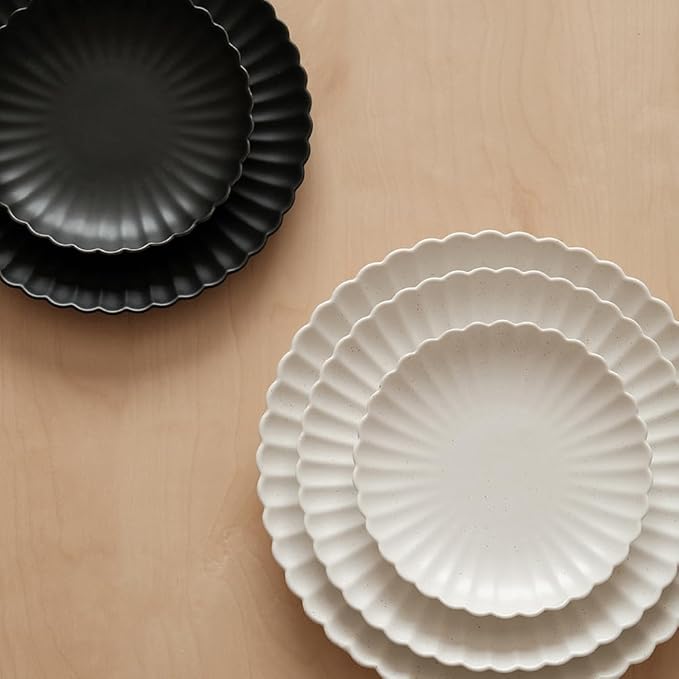 WENSHUO Daisy Plates Set of 6 (Nacre White, 10.5 Inch)
