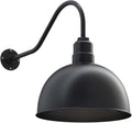 Steel Lighting Co. Hollywood Bowl Light | Outdoor Wall Mounted | 15 inch Bowl Dome | 23 inch Gooseneck | Barn Light Made in America | Matte Black Exterior/Matte Black Interior