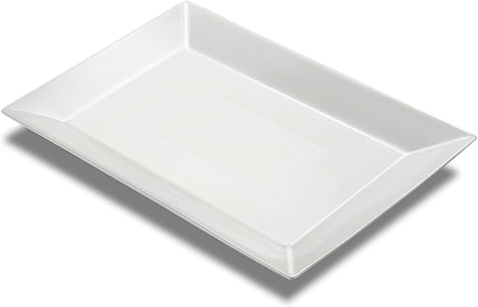 18" x 12" Large Serving Platter, Porcelain Heavy-Duty Large Serving Tray, White Rectangular Plate for Turkey, Food, Fruit, Party, Wedding, Christmas, Chip and Scratch Resistant