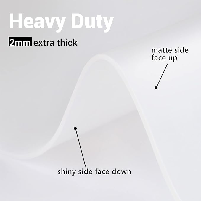 Ewen 27.6x19.5in 2mm Silicone Mats for Kitchen Counter, Thick Large Heat Resistant Non-Stick Silicone Placemat, Nonslip Workbench Mat Countertop Protector for Desk Crafts Air Fryer Pastry Translucent