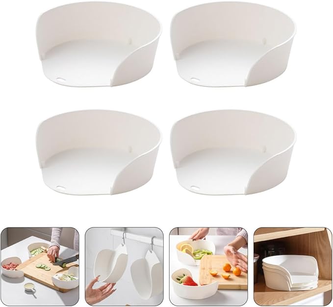 ARTIBETTER Japanese Style Stackable Food Serving Plates 4pcs Set, Large Mouth-open Prep and Hot Pot Tray for Vegetable and Fruit Serving, Dining Tableware for Family Meals
