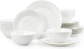 24Pcs Vintage Relief White Bone China Set, Service by KINGSTONE