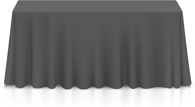 Lann's Linens 90 x 132 Inch Rectangular Tablecloth, Washable Polyester Fabric Table Cloth for Dining Tables, Parties, Restaurant, Weddings - Dark Gray