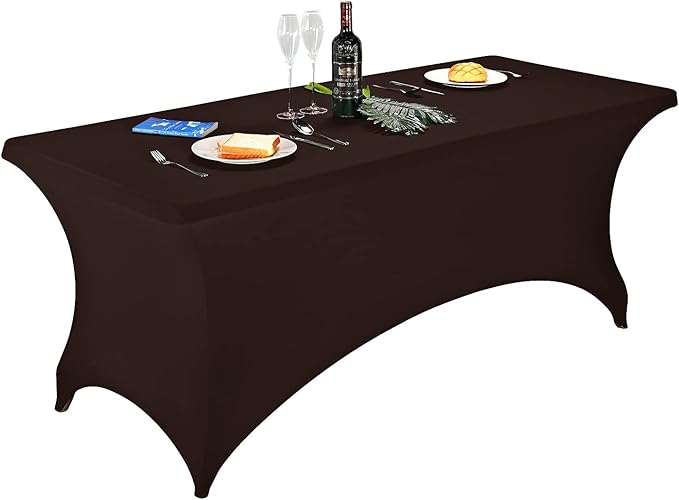 LZY Spandex Fitted Stretch Table Cover for 6 ft or 4ft or 8ft Folding Table, Rectangular Cocktail Tablecloth, Perfect for Party or Banquet