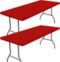 Spandex 4 Foot Rectangle Christmas Table Cloth 2 Pack, Elastic Fitted Tablecloths for Picnic, Stretch Washable Patio Table Cover for Outdoor, Camping, Banquet and Parties (Red, 30"x48")