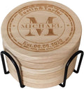 Personalized Monogram Coasters, Custom Engraved - Wooden Drink Coasters, Set of 6 - Great Gifts