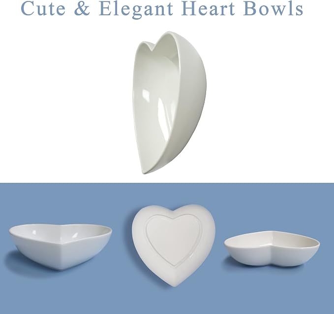 2pcs 9 inch Porcelain Heart Shaped Bowls Deep Salad Plates, Extra Large Heart - Image 4