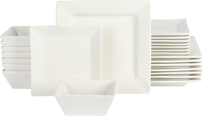Gibson Home Zen Buffet Hard Square Porcelain Chip and Scratch Resistant by GibsonHomewares