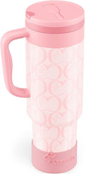 40 oz Insulated Tumbler with Handle and Push-Button Straw Lid, Stainless Steel by Coquella
