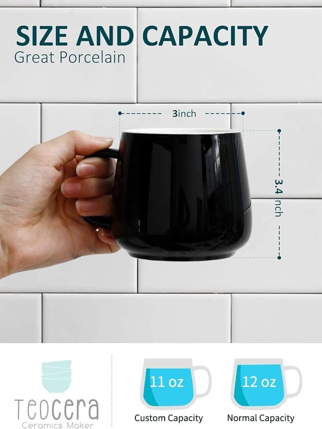 Teocera Ceramic Coffee Mug Set of 4-12 oz Coffee Mugs - Image 2