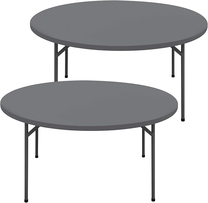 Round Spandex Tablecloth 2 Pack, Elastic Fitted Waterproof Tablecloths for 25"-30" Tables, Stretch Washable Picnic Table Cover for Camping, Dining, Indoor and Outdoor, Grey