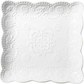 YBKTEX Ceramic Plate, Square Embossed Lace Plate by YBK+Tech