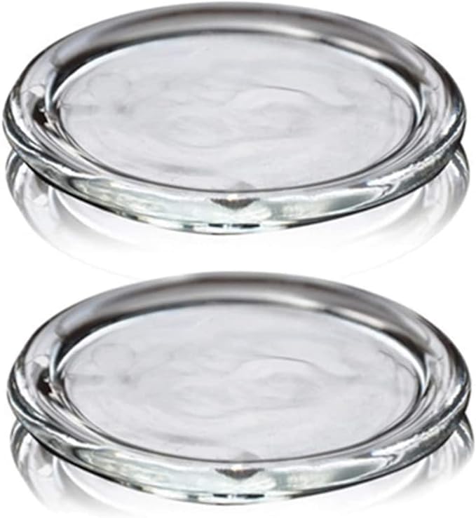 4 Pack Glass Candle Holder 3" Clear Beautiful Transparent Round Candle Plate… - Image 2