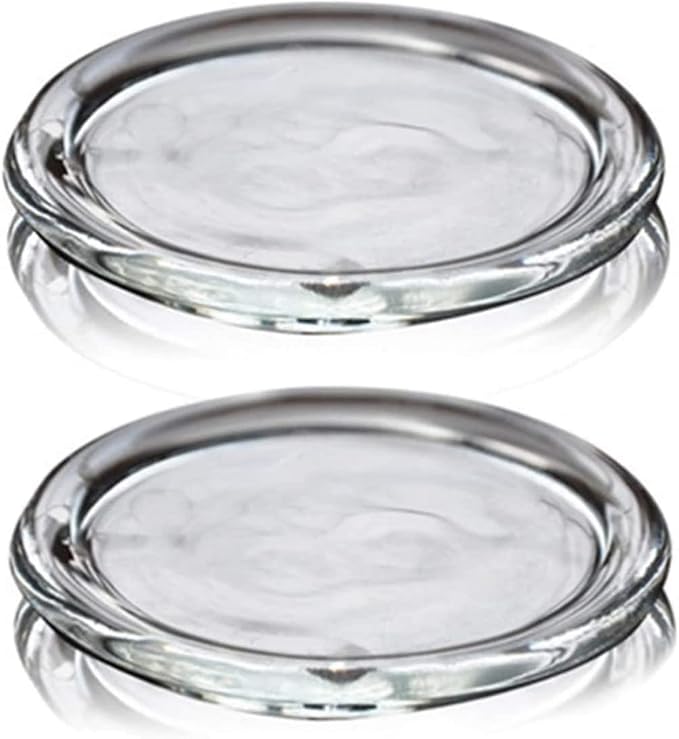 2 Pack Glass Candle Holder 4" Clear Beautiful Transparent Round Candle Plate… by Cumuiu