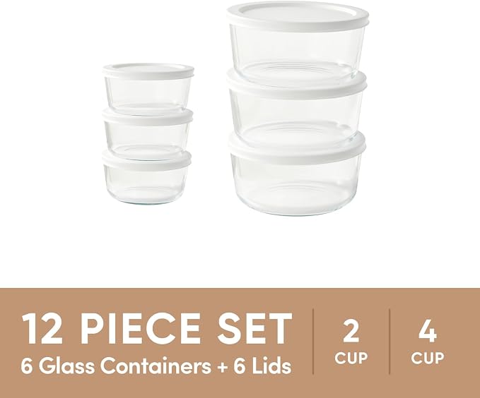 12-Piece Glass Food Storage Containers Set | 2-Cup & 4-Cup, Leakproof | - Image 3