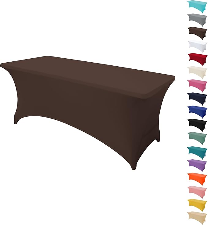 8FT Table Cloth for Rectangular Fitted Events Stretch Black Table Covers Washable Spandex Tablecloth Protector for Party, Wedding, Cocktail, Banquet, Festival