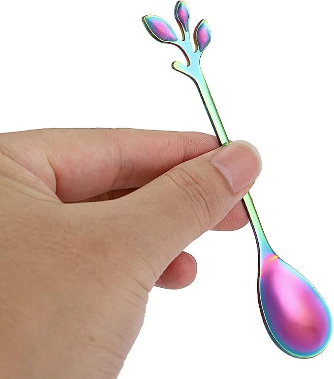 AnSaw Elegant Rainbow Leaf Coffee Spoons - Image 5