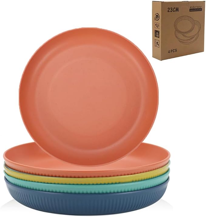 LRUUIDDE Lightweight Wheat Straw Plates 9 Inch, Microwave and Dishwasher Safe - Image 8