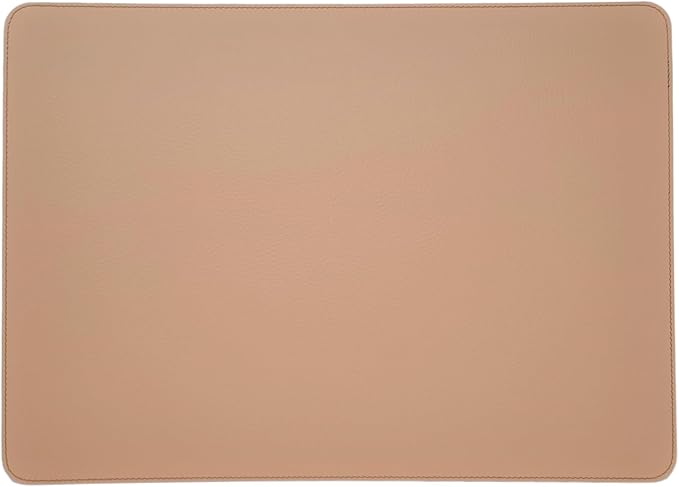 Nikalaz Set of 4 Placemats and 4 Coasters Made of Recycled Leather (15.75''x11.81'', Light Camel)