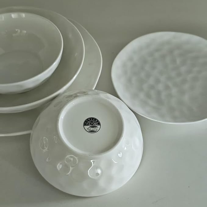 HOMBENE 8 Inch Pasta and Salad Bowls, Serving and Soup Bowl Set, Microwave Safe Ceramic Plates, Set of 2, White