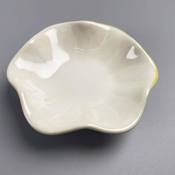 Jewelry Dish Tray - Ceramic Trinket Tray for Rings, Keys, Earrings | Decorative Key Bowl for Women, Gift for Friends, Sisters, Daughter, Mother, Lotus leaf shap, Jewelry Trays (Milky White)