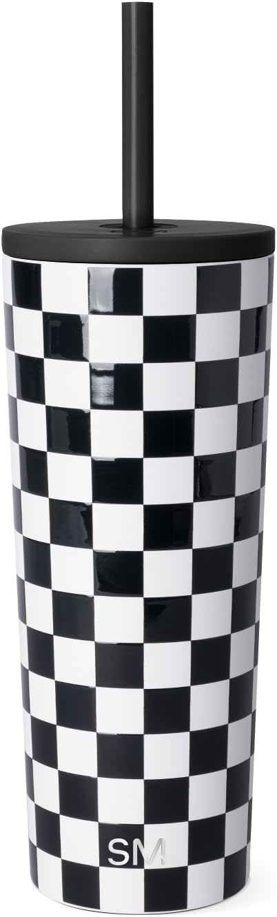 Simple Modern Iced Coffee Tumbler, Insulated | 24oz | Checkered | Reusable by Unknown